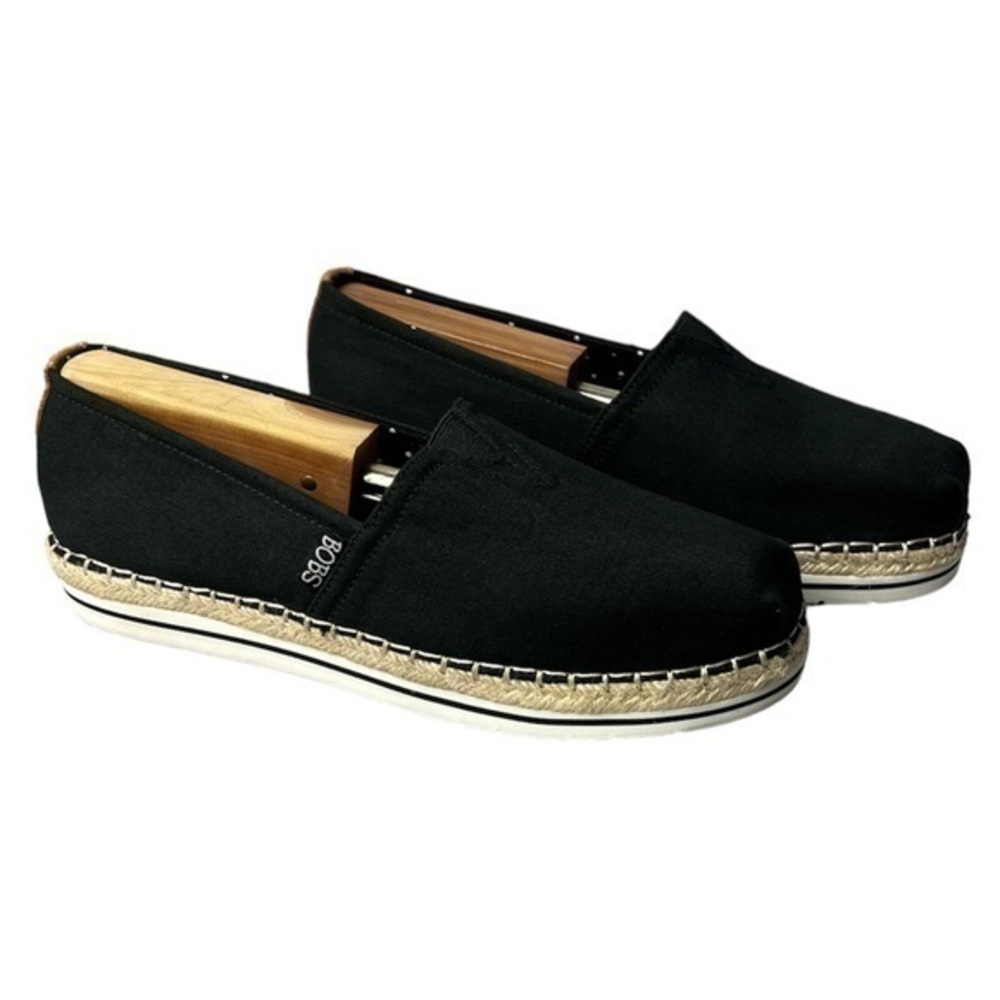 BOBS from SKECHERS Breeze Slip On Espadrilles Black Canvas shoes Womens Size 8.5